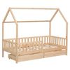 Cama Cabaña De Madera Con Cajones Para Niños Marceau 190x90cm