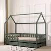 Cama Cabaña Verde Con Cajones Para Niños Marceau 190x90cm