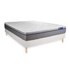 Somier + Colchón Muelles Ensacados Y Espuma Viscoelástica Con Kit De Base De Cama Blanco 180x220cm - Comodidad Equilibrado