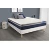 Somier + Colchón Muelles Ensacados Y Espuma Viscoelástica Con Kit De Base De Cama Blanco 180x220cm - Comodidad Moderadamente Firme