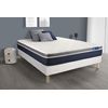 Somier + Colchón Muelles Ensacados Y Espuma Viscoelástica Con Kit De Base De Cama Blanco 180x190cm - Comodidad Moderadamente Firme