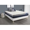 Somier + Colchón Muelles Ensacados Y Espuma Viscoelástica Con Kit De Base De Cama Blanco 160x220cm - Comodidad Moderadamente Firme