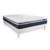 Somier + Colchón Muelles Ensacados Y Espuma Viscoelástica Con Kit De Base De Cama Blanco 160x190cm - Comodidad Moderadamente Firme