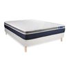 Somier + Colchón Muelles Ensacados Y Espuma Viscoelástica Con Kit De Base De Cama Blanco 150x190cm - Comodidad Moderadamente Firme