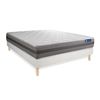 Somier + Colchón Muelles Ensacados Y Espuma Viscoelástica Con Kit De Base De Cama Blanco 135x190cm - Comodidad Moderadamente Firme