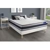 Somier + Colchón Muelles Ensacados Y Espuma Viscoelástica Con Kit De Base De Cama Blanco 200x200cm - Comodidad Firme