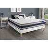 Somier + Colchón Muelles Ensacados Y Espuma Viscoelástica Con Kit De Base De Cama Blanco 160x210cm - Comodidad Firme