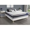 Somier + Colchón Muelles Ensacados Y Espuma Viscoelástica Con Kit De Base De Cama Blanco 140x190cm - Comodidad Firme