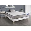 Somier + Colchón Muelles Ensacados Y Espuma Viscoelástica Con Kit De Base De Cama Blanco 180x220cm - Comodidad Firme