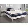 Somier + Colchón Látex Y Espuma Viscoelástica Con Kit De Base De Cama Blanco 135x190cm - Comodidad Moderadamente Firme