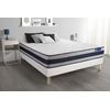 Somier + Colchón Látex Y Espuma Viscoelástica Con Kit De Base De Cama Blanco 200x200cm - Comodidad Firme