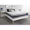 Somier + Colchón Látex Y Espuma Viscoelástica Con Kit De Base De Cama Blanco 160x220cm - Comodidad Firme