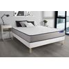 Somier + Colchón Látex Y Espuma Viscoelástica Con Kit De Base De Cama Blanco 160x210cm - Comodidad Firme