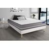 Somier + Colchón Látex Y Espuma Viscoelástica Con Kit De Base De Cama Blanco 200x200cm - Comodidad Firme