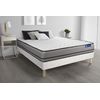 Somier + Colchón Látex Y Espuma Viscoelástica Con Kit De Base De Cama Blanco 200x200cm - Comodidad Muy Firme