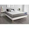 Somier + Colchón Látex Y Espuma Viscoelástica Con Kit De Base De Cama Blanco 135x190cm - Comodidad Muy Firme