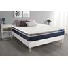 Somier + Colchón Espuma Viscoelástica Con Kit De Base De Cama Blanco 200x200cm - Comodidad Moderadamente Firme