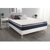 Somier + Colchón Espuma Viscoelástica Con Kit De Base De Cama Blanco 160x220cm - Comodidad Moderadamente Firme