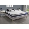 Somier + Colchón Muelles Ensacados Y Espuma Viscoelástica Con Kit De Base De Cama Gris 200x200cm - Comodidad Firme