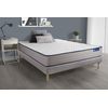 Somier + Colchón Muelles Ensacados Y Espuma Viscoelástica Con Kit De Base De Cama Gris 160x220cm - Comodidad Firme