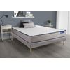 Somier + Colchón Muelles Ensacados Y Espuma Viscoelástica Con Kit De Base De Cama Gris 140x220cm - Comodidad Firme