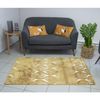 Alfombra Salón Pelo Suave Motivos Geométricos Oro Amarillo Ocre Blanco 100x150cm