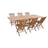 Salento - Conjunto De Mesa Y Sillas De Jardín En Teca - Mesa Rectangular Extensible Y Sillas Plegables - Conjunto De Seis Sillas Y Una Mesa De Exterior - 6 Personas