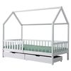 Oneiroi - Juego De Cama Infantil De Hogar Con Cabecero Y Cajones Contorno Y Almacenaje - Cama Y Cajones Blancos - Madera De Pino - Cama Infantil Anticaídas