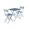 Mesa De Jardín Bistro Plegable De Metal Con 2 Sillas, Azul Gris