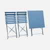 Mesa De Jardín Bistro Plegable De Metal Con 2 Sillas, Azul Gris