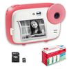 Agfa Photo Pack Realikids Instant Cam + 1 Tarjeta Micro Sd 32gb + 3 Rollos Papel Térmico Atp3wh - Cámara Instantánea Para Niños, Pantalla Lcd 2.4', Espejo Selfie Y Filtro Fotográfico - Rosa