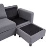 Sofá Modulable 3 Plazas + 1 Pouf De Tela Gris Cork