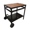 Aveiro - Carrito-bar De Exterior Para Plancha De Acero - Mesa Auxiliar Dos Niveles, Bandeja Superior De Madera Con Porta-botellas Y Porta-utensilios - Negro Y Madera