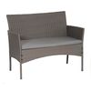 Tulum - Conjunto Muebles De Jardin De Resina Trenzada Gris - 4 Asientos: 1 Sofá, 2 Sillones, 1 Mesa De Centro - Cojines Gris Con Cremallera