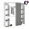 Vestidor Con Cortina Gris + 2 Armarios + 6 Estantes + 1 Cajón Elysee