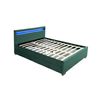 Cama De Terciopelo Verde Con Almacenamiento Y Led Integrados 140x190 Enfield