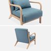 Sillón De Diseño Azul De Madera Y Tela Con Patas De Compás