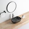 Lavabo Negro Mate Borde Dorado Sobre Encimera Cerámico Cuarto 45,5 X 32,5 Cm  45.5 X 32.5 Cm