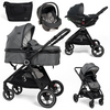 Bebelissimo - Carrito De Bebé Tres Piezas 3 En 1 - I-size - Silla De Paseo Para Niños - Carricoche De 3 Piezas - 0-22kg - Sistema De Viaje, Silla Coche - Nicea - Gray