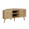 Mueble Tv Esquinero, Madera Y Caña, 2 Puertas, 1 Estante, 115cm,