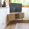 Mueble De Tv Esquinero De 2 Puertas Decorado En Madera Y Caña I Sweeek