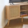 Mueble De Tv Esquinero De 2 Puertas Decorado En Madera Y Caña I Sweeek