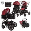 Carro De Bebé Tres Piezas Convertible Lora Hasta 15 Kg De Lorelli Luxe Red Elephants