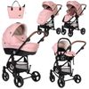 Carrito De Bebé Trio Con Capazo Duro Crysta Hasta 22 Kg De Lorelli Blossom Pink