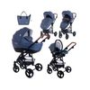 Carrito De Bebé De Tres Piezas Con Capazo Duro Crysta  Denim Blue De Lorelli