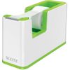 Leitz Dispensador De Cinta Adhesiva, Base Pesada, Cinta Adhesiva, Gama Wow, Blanco Perla/verde