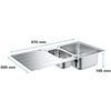 Fregadero De Acero Inoxidable K500 31572sd1 - 100x50 Cm - Acero Inox