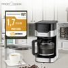 Cafetera De Goteo Programable, 12 A 14 Tazas 1,5l, Válvula Antigoteo, Mantiene Café Caliente, Led 24h Negro/plata 900w Proficook Ka 1169