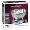 Báscula De Cocina Digital Con Bol Removible, Tazón 2l, Acero Inox, Medición Líquidos, Precisión 1g Plata  Proficook Kw 1040