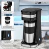 Clatronic Ka 3733 Cafetera 1 Taza Termo, Café Para Llevar, 400 Ml, Filtro Permanente, Vaso Acero Inoxidable, Apagado Automático, Acero Inoxidable/negro